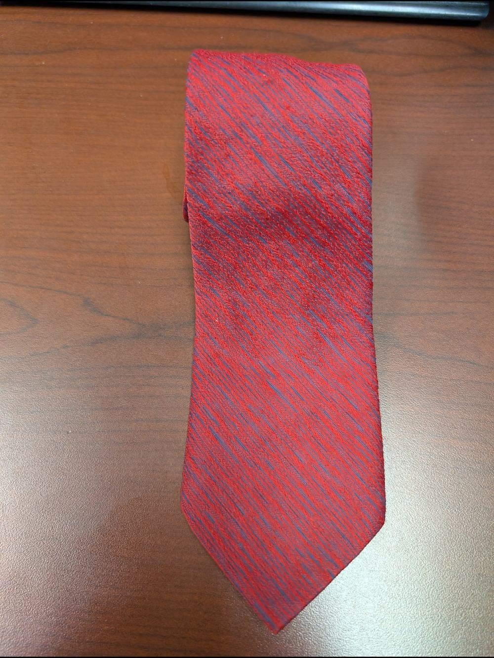 Vintage 60s/70s Prince Consort Patented Button Down Tie - Red & Blue Barkcloth T